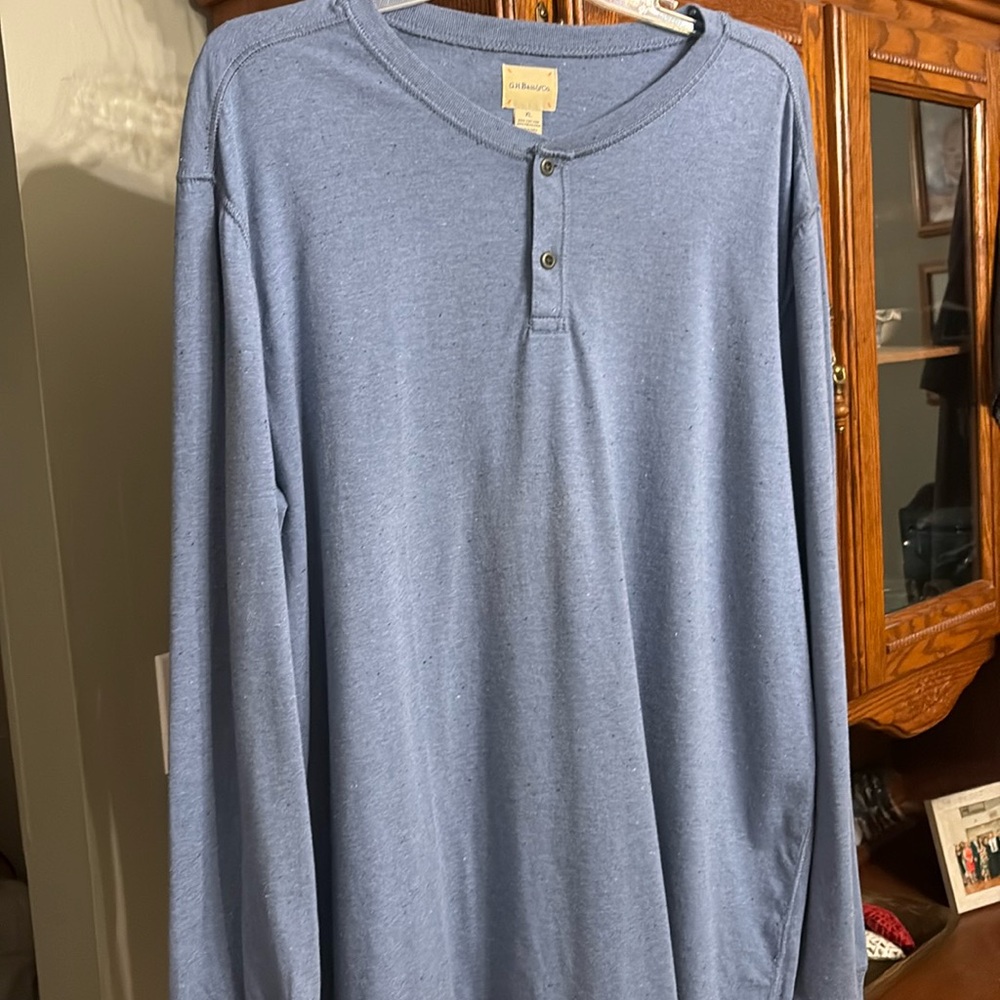 NWOT Men’s GH Bass & Co L/S Henley shirt size X-Large